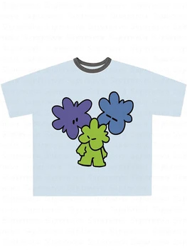 Унисекс повседневная высококачественная милая футболка с мультяшным принтом из пенопласта, эстетическая футболка Kawai Harajuku Y2K, футболка оверсайз 2023, новинка  6