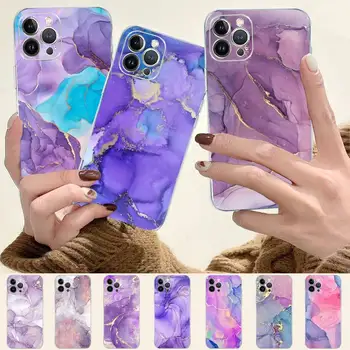 Фиолетовый Мраморный Чехол Для Телефона iPhone 8 7 6 6S Plus X SE 2020 XR XS 14 11 12 13 Mini Pro Max Mobile Case