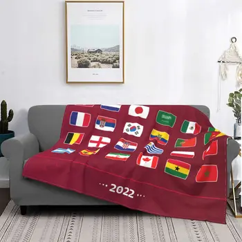 Флаги всех стран на футбольном турнире Катар 2022 Флисовые пледы Одеяла для кровати на открытом воздухе Супер Теплое плюшевое тонкое одеяло 9