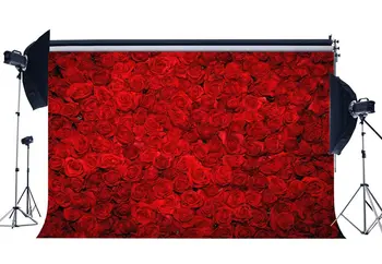 Фон для фотосъемки на День Святого Валентина, Цветущие свежие цветы, Красные Розы, Свадебный фон 13