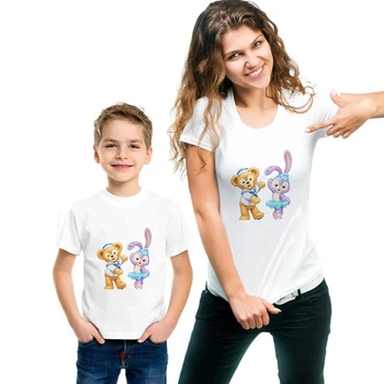 Футболка Disney Duffy StellaLou, женские модные футболки с коротким рукавом, детская футболка для отдыха, повседневная одинаковая одежда для семьи 4