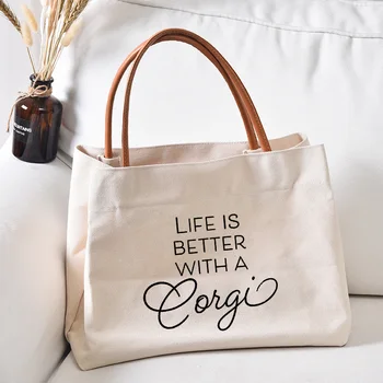 Холщовая сумка-тоут с принтом Better Life, рабочая сумка для покупок, женская пляжная сумка, прямая поставка 13