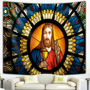 Христос Иисус Гобелен Христианский Художественный Полиэфирная Ткань Настенный Вертеп Настенное Искусство Домашний Декор Гобеленовый Фон 3