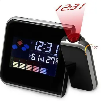 Цветной светодиодный Цифровой проекционный будильник, термометр, гигрометр, проектор, Электронные настольные часы с функцией повтора. 12