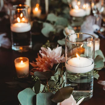 Центральные элементы для свадьбы Стеклянные цилиндрические подсвечники с плавающими свечами стеклянные цилиндрические вазы с плавающими свечами 2