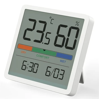 Цифровой термометр Гигрометр Измеритель температуры и влажности в помещении с часами Измерение температуры в детской комнате для домашнего офиса