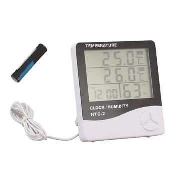Цифровой электронный термометр-будильник, Высокоточный чувствительный измеритель температуры и влажности с большим экраном для спальни 5
