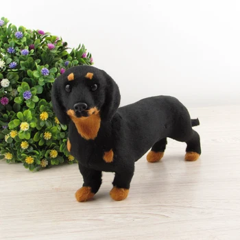 черная собака-такса из пластика и меха имитационная модель животного около 21x12 см, украшение дома, рождественский подарок w5804 16