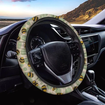 Чехол на руль автомобиля с изображением забавной пчелы для женщин, впитывающий пот, Комфортные Дышащие чехлы на руль автомобиля