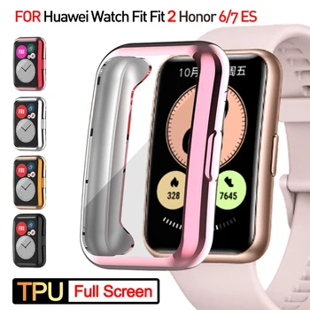 Чехол с покрытием для смарт-часов Huawei Watch fit 2, тонкий бампер из ТПУ, универсальная защитная пленка для экрана Honor 6 pro 7 Band
