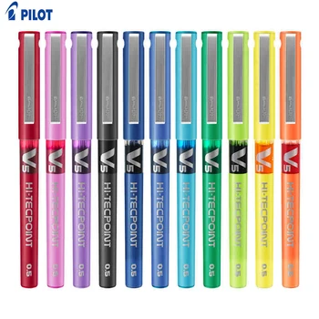 Шариковая ручка-Роллер с жидкими чернилами Pilot V5 Hi-Tecpoint 0,5 мм, Линия 0,3 мм Синего Цвета, 12 Цветов, Шариковые Гелевые Ручки для Заправки чернил 3