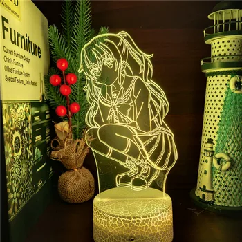 Шарлотта Нао Томори Аниме 3D Лампа Светодиодный ночник Сенсорный датчик Красочная настольная лампа для детского подарка на День рождения Мультяшные светодиодные вывески 11