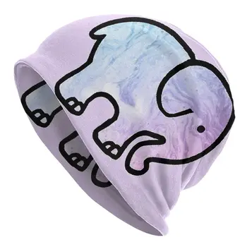 Шляпы-Капоты Животные Каваи Милые Мужские Женские Тонкие Шляпы Фиолетовый Синий Мраморный Слон Весенняя Теплая Шапка Дизайн Skullies Шапочки Шапочки