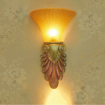 Юго-Восточная Азия Настенный светильник из золота и платины Phoenix Tail Настенный светильник для гостиной спальни Прохода Балкона Светодиодная лампа 4