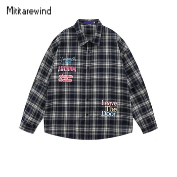 Японский кулон Харадзюку, Дизайнерская рубашка, мужская повседневная Свободная Модная клетчатая новинка в рубашках в стиле хип-хоп с длинным рукавом Camisas De Hombre