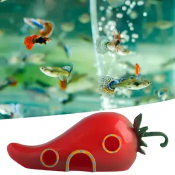 Ярко-красный Орнамент для аквариума с рыбками Чили, Очаровательные Реалистичные Аксессуары для украшения Ландшафта Аквариума с перцем, Подарки 5