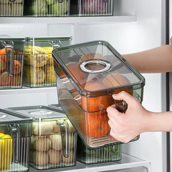 Ящик для хранения в холодильнике, органайзер для хранения фруктов, сохраняющий свежесть, с ручкой, Прозрачный ящик для хранения для кухни и дома